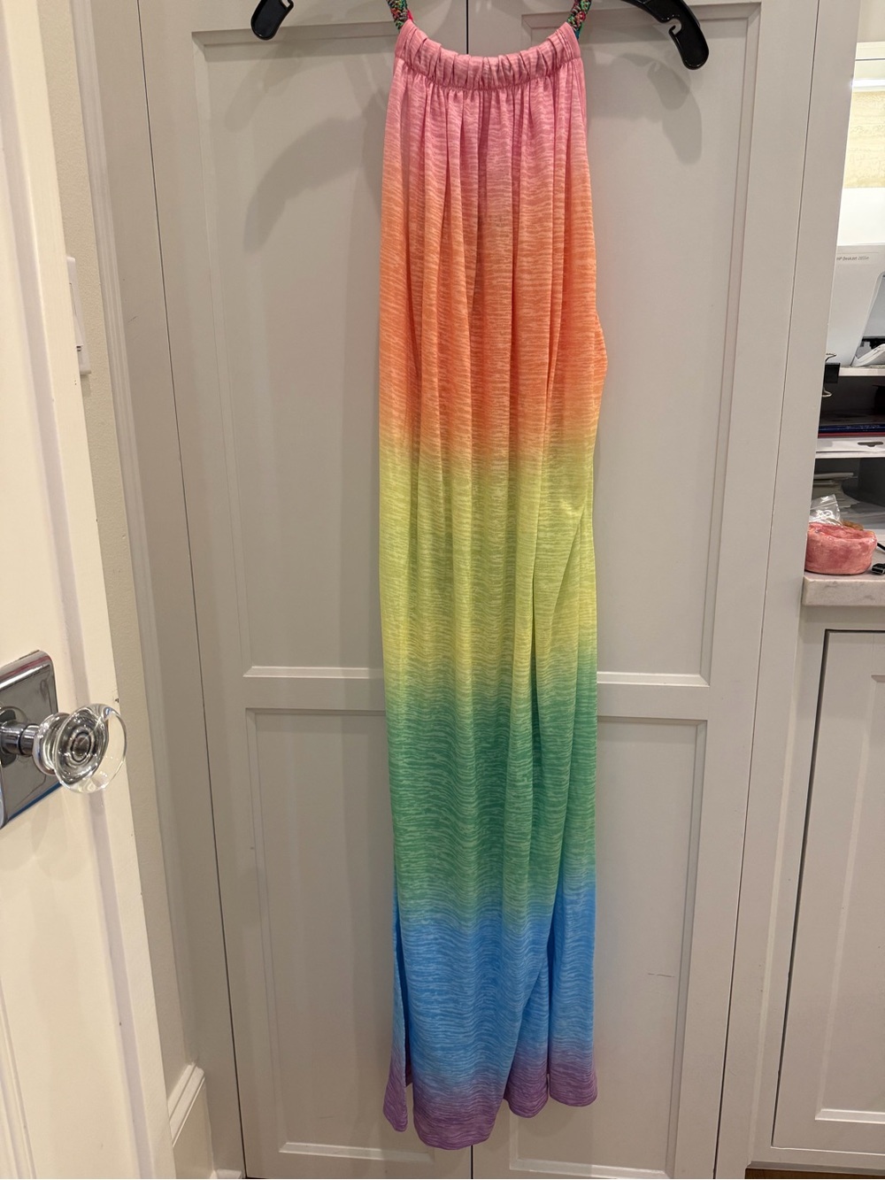 Pitusa Multicolor Ombre Maxi Dress in Pink, Orange, Yellow, Green, Blue, Purple
